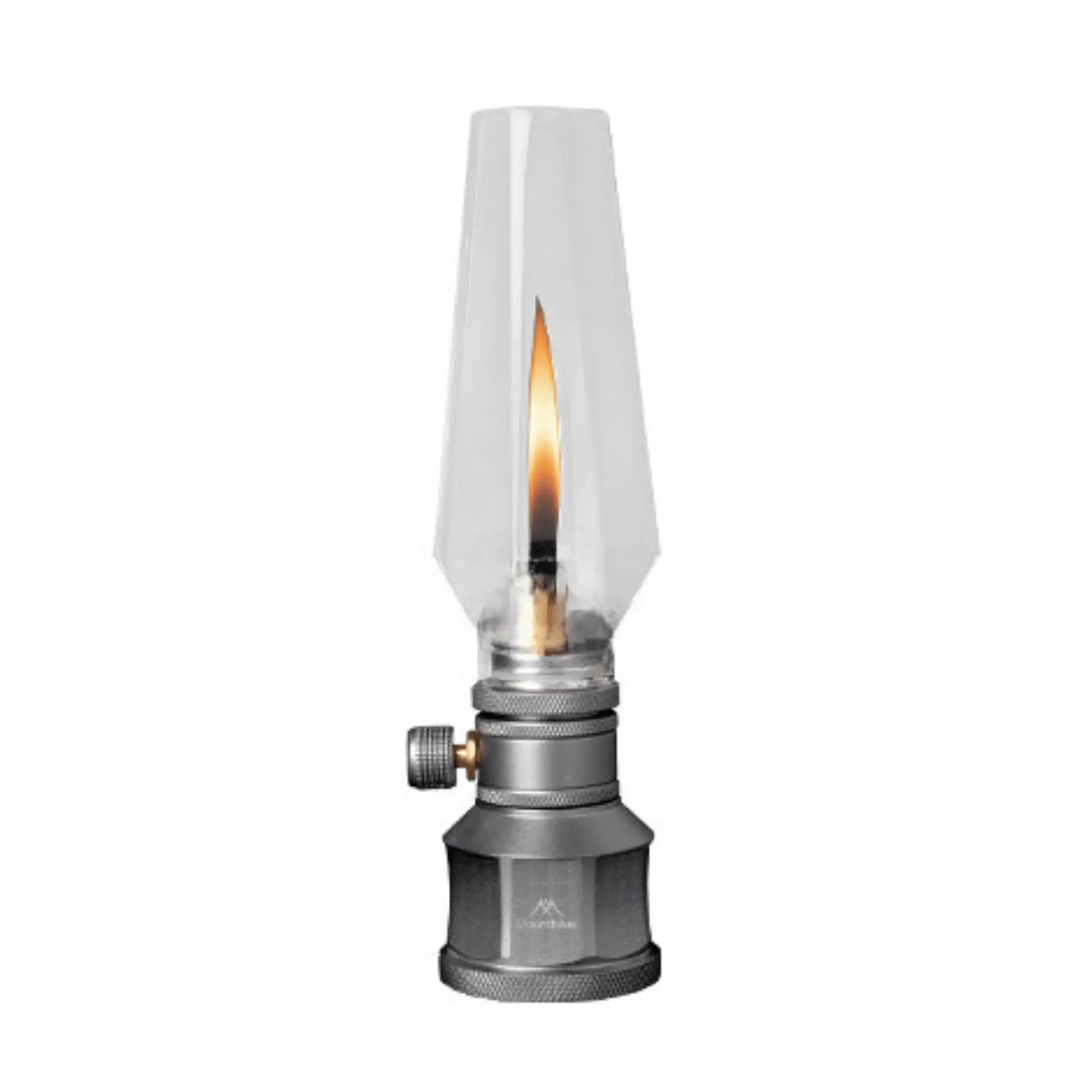 Lampe lanterne à gaz rechargeable pour camping avec flamme visible et design personnalisable, idéale pour ambiance chaleureuse en plein air.