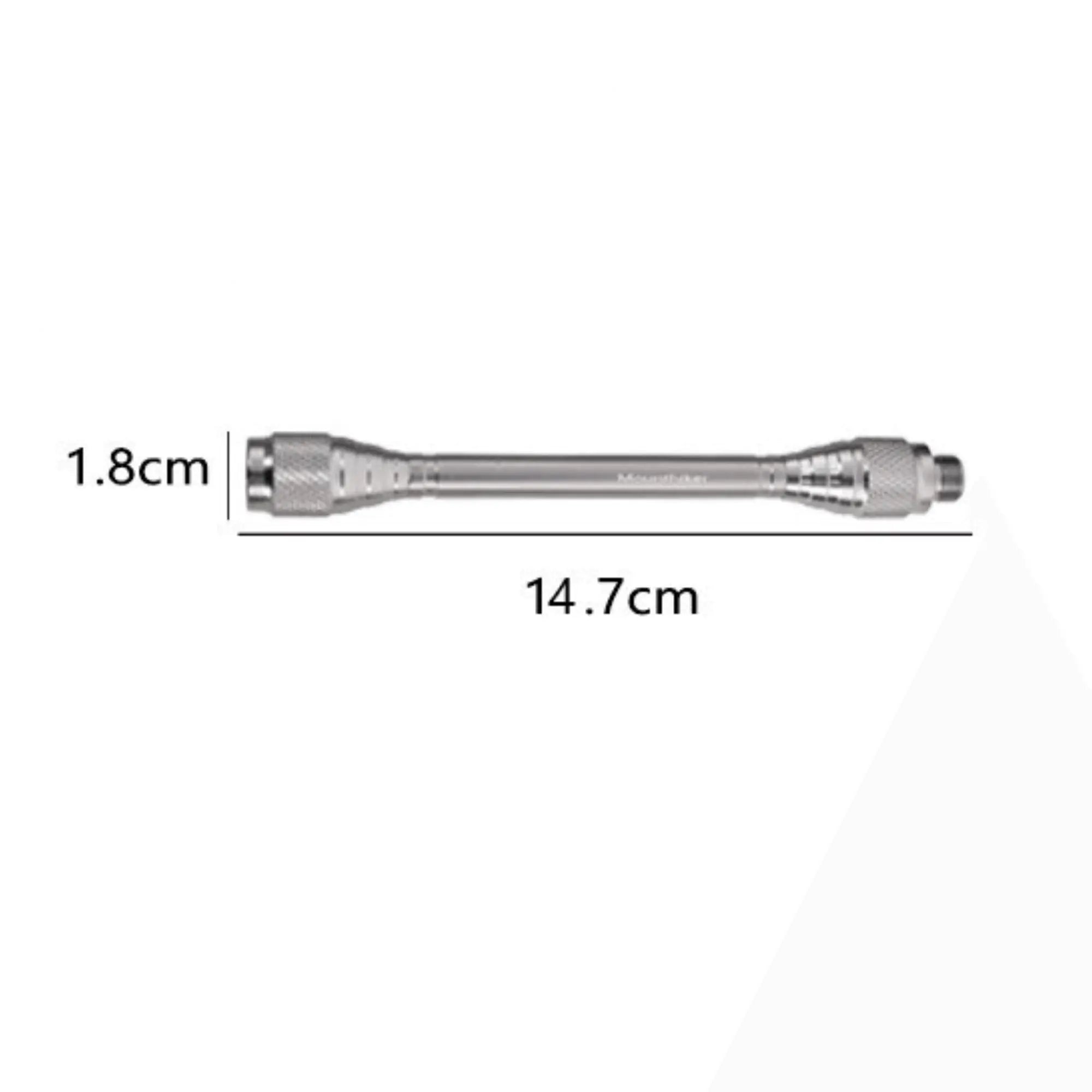 Adjustable metal flashlight tube with 14.7cm length and 1.8cm diameter, ideal for camping or outdoor use.