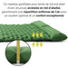 Matelas gonflable vert avec structure en nid d'abeille, offrant confort et soutien optimaux pour le camping ou la tente de toit.
