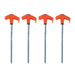 Lot de 4 piquets de tente à vis de 20 cm avec poignées orange pour une installation rapide et robuste en camping.
