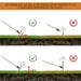 Diagramme montrant l'installation correcte des sardines de tente de 20 cm à 60 degrés pour la stabilité, avec une comparaison visuelle des méthodes incorrectes.