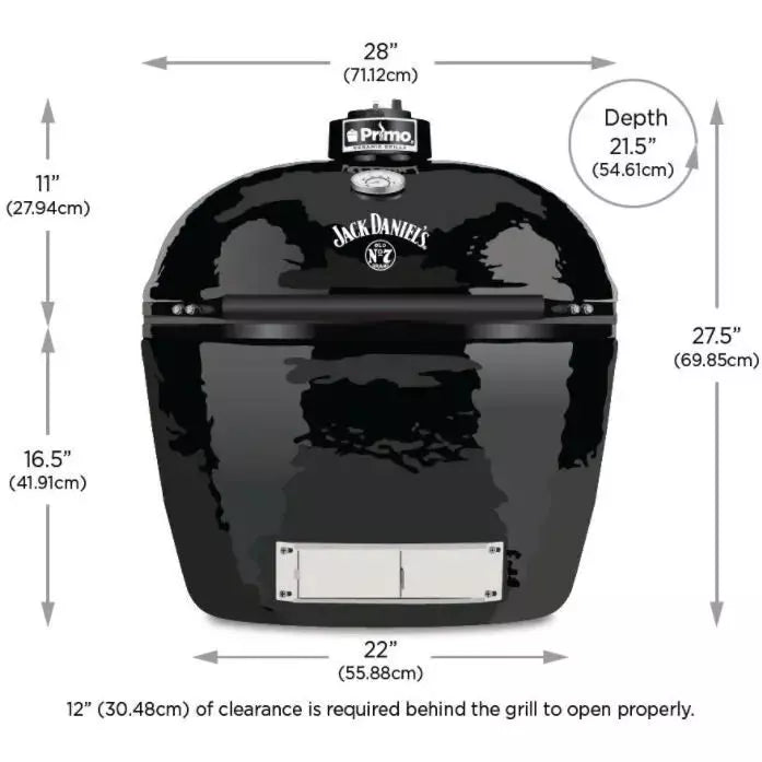 Primo Oval X-L 400 Ceramic Charcoal Grill Jack Daniels Edition PGCXLHJ