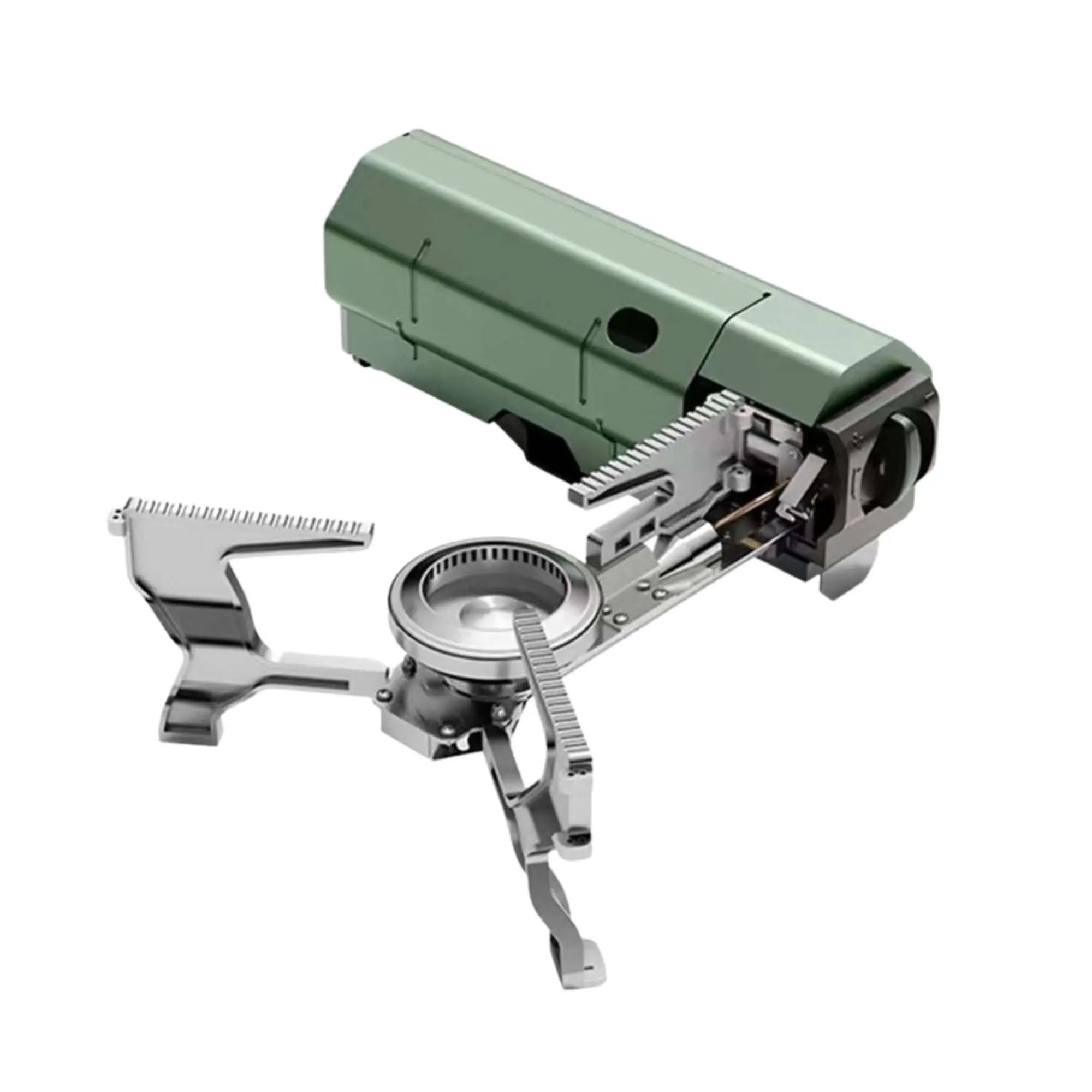 Pliable camping stove for outdoor cooking, lightweight and portable, ideal for vanlife, wild camping, and hiking adventures.