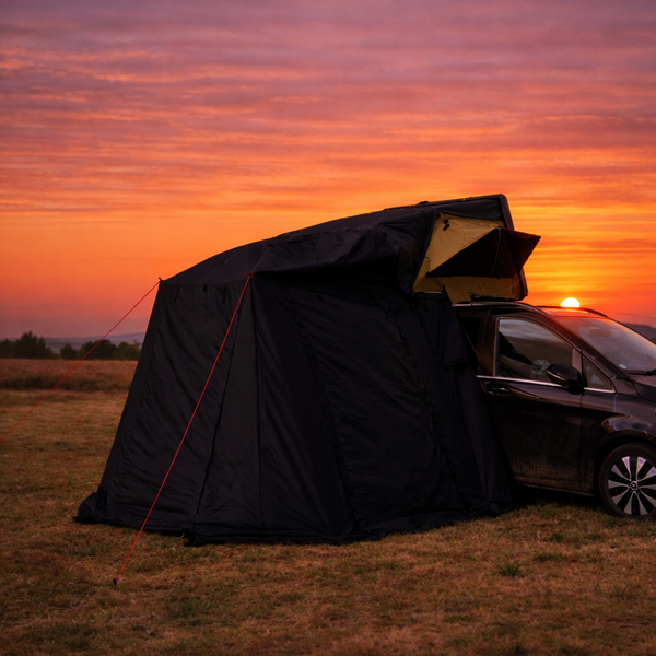 Annexe d’intimité noire pour tente de toit Traveller – Lexagones
