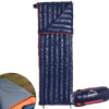 Sac de couchage en plume d'oie pour camping, léger et compact, avec sac de transport inclus.