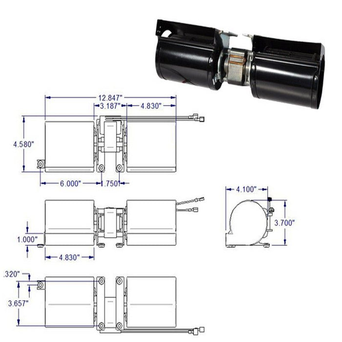 SBI Double Cage Blower 144 CFM 115V - 60HZ - 1.1A 44089