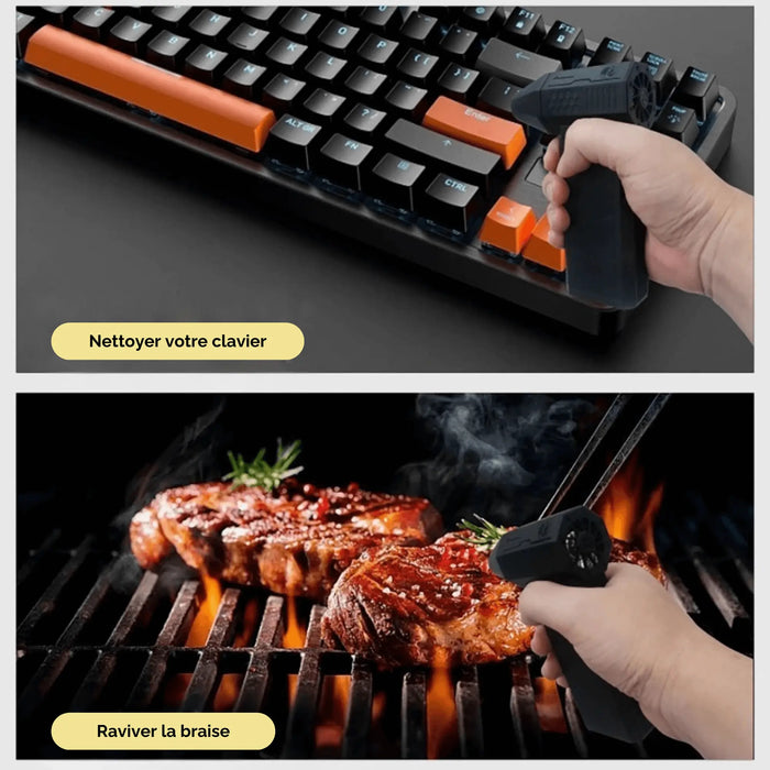 Souffleur portable haute puissance pour nettoyer un clavier et améliorer les flammes de grillades, outil polyvalent pour le camping.
