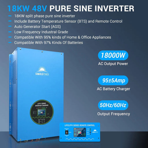 SunGoldPower 18KW 48V Split Phase Pure Sine Wave Inverter Charger LFPV18K48V240VSP
