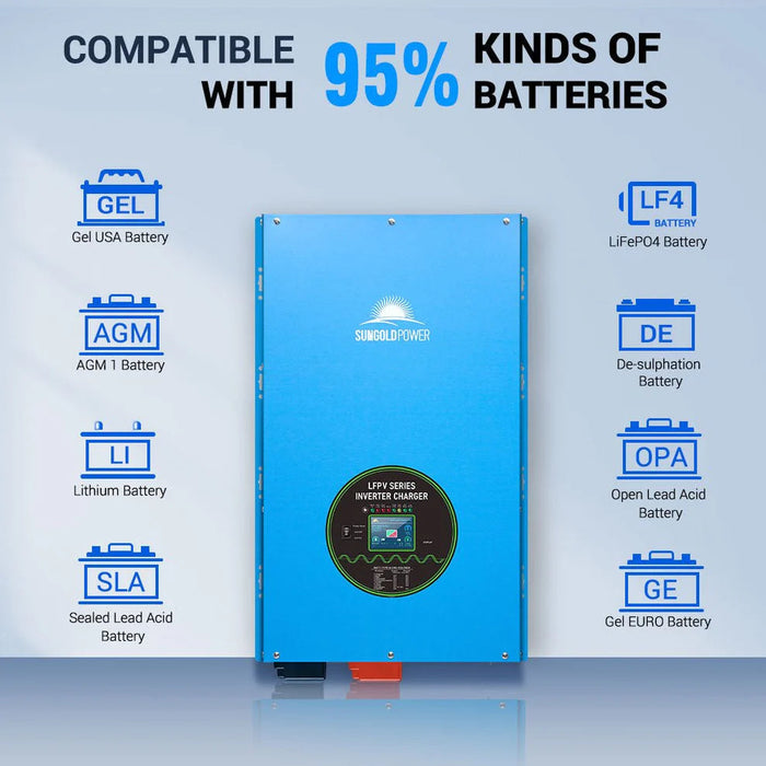 SunGoldPower 18KW 48V Split Phase Pure Sine Wave Inverter Charger LFPV18K48V240VSP