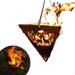 Pit à feu triangulaire avec suspension, conçu pour le barbecue extérieur portable, en acier inoxydable durable.