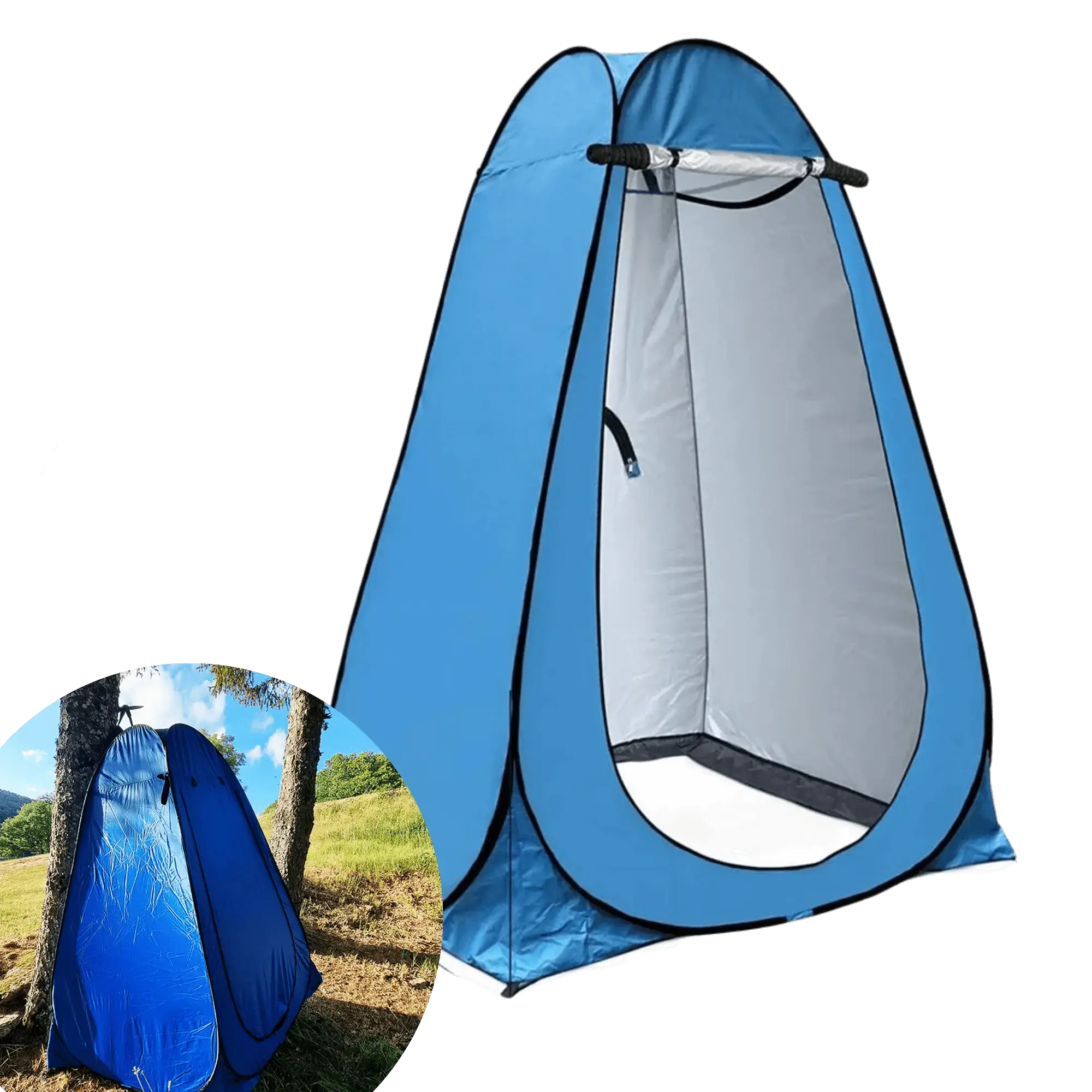 Tente de douche camping pliable pour extérieur avec espace privé, idéale pour douches et changement de vêtements en plein air.