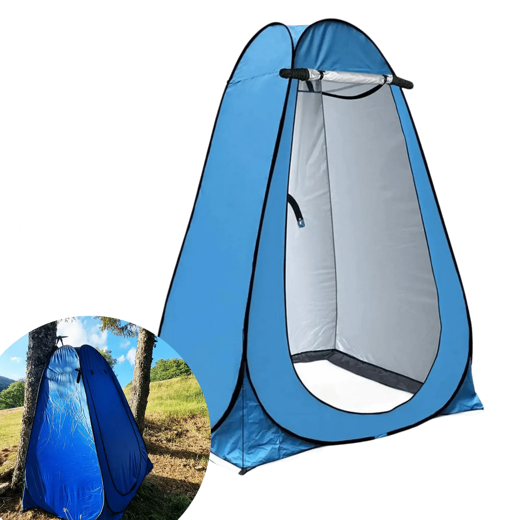 Tente de douche camping pliable pour extérieur avec espace privé, idéale pour douches et changement de vêtements en plein air.