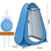 Tente de douche de camping extérieure pliable bleue avec sac de transport, mesurant 120 cm x 120 cm x 190 cm, parfaite pour assurer l'intimité lors de vos voyages.