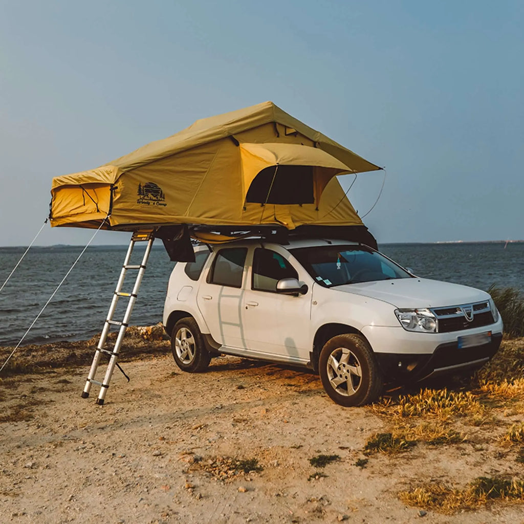 Tente de toit, tente rigide, tente souple, tente 2 personnes, tente 3 places, tente camping, tente sable, tente avec fenêtre, tente imperméable, tente respirante, tente facile à monter, tente compacte