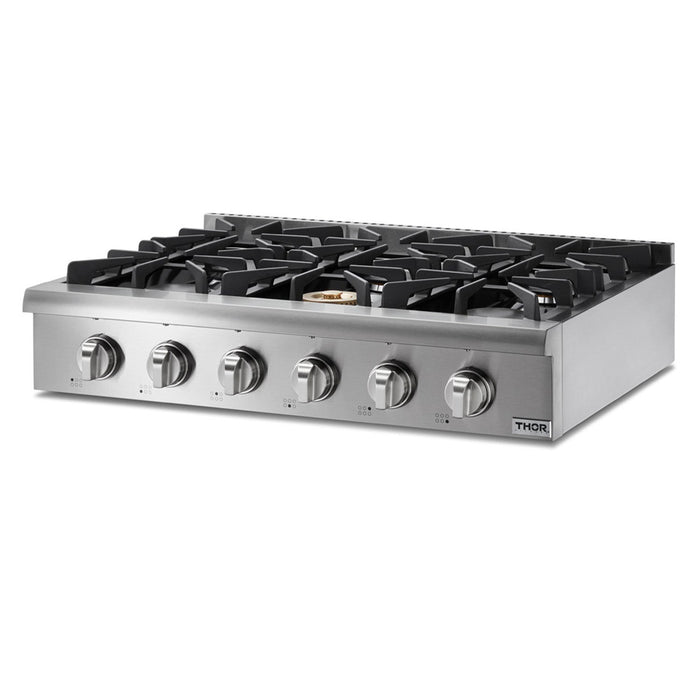 Thor Kitchen 36'' Professional Gas Range top in Stainless Steel HRT3618U