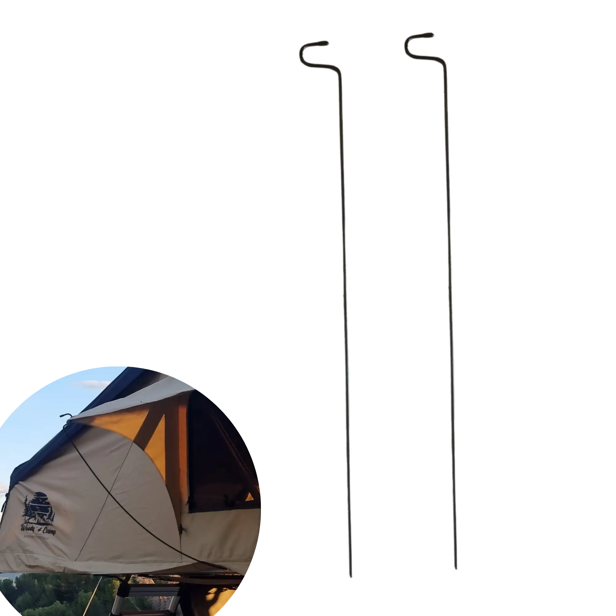 Lot de 2 tiges de rechange en acier pour tente de toit - 89 cm - Ø 5 mm - Compatibles souples et rigides