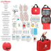 Trousse de secours portable avec 173 pièces, idéale pour le camping et les voyages, comprenant des ciseaux, des bandages et des accessoires.