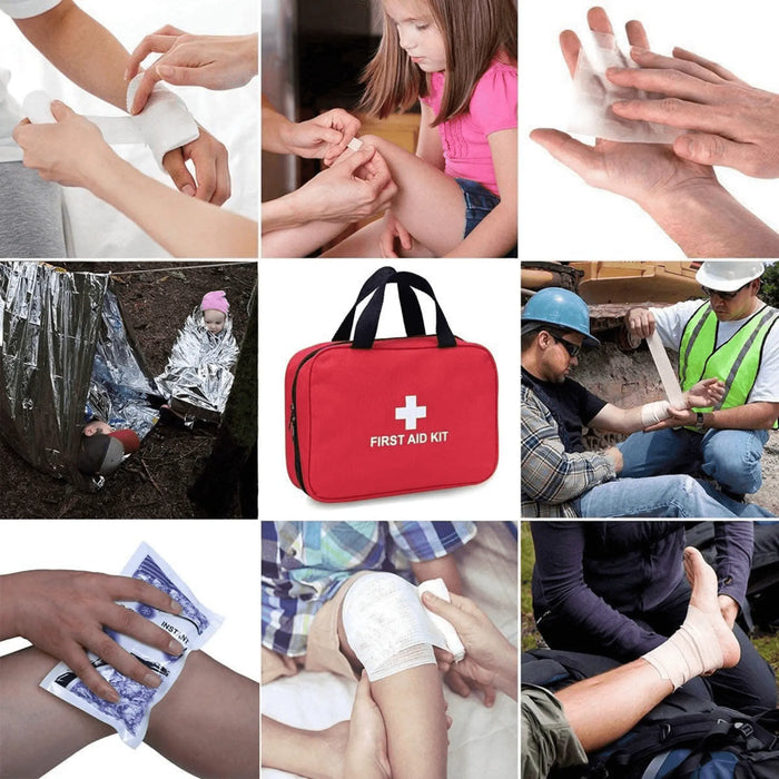 Kit de premiers secours d'urgence de 173 pièces pour le camping, la randonnée et la sécurité en voyage. Portable et complet pour les aventures en plein air.