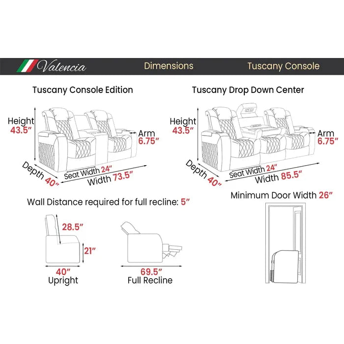 Valencia Tuscany Luxury Console Home Theater Seating Row of 3