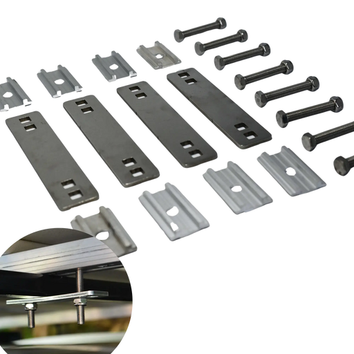 Kit Complet de Fixation Universelle pour Tente de Toit - 4 Plaques Aluminium + Vis Incluses

