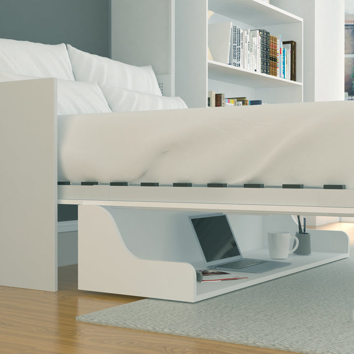 Murphy Bed With Desk, Double Size, White by Leto Muro