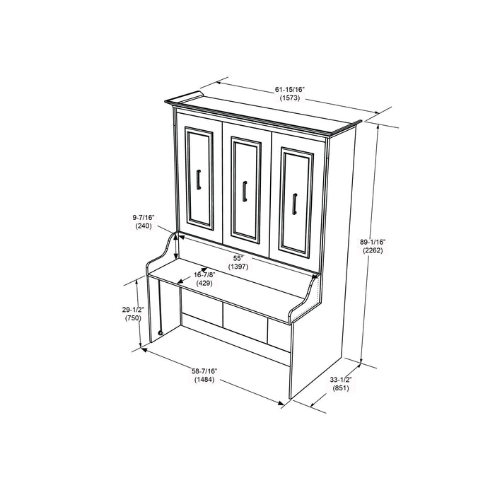 Murphy Bed With Desk, Double Size, White by Leto Muro
