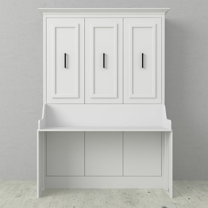 Murphy Bed With Desk, Double Size, White by Leto Muro