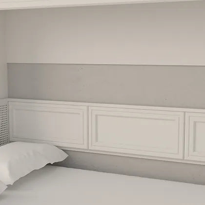 Horizontal Murphy Bed with Desk, Queen Size, White | Leto Muro