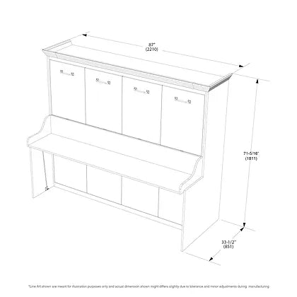 Horizontal Murphy Bed with Desk, Queen Size, White | Leto Muro