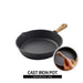 Poêle en fonte avec poignée en corde rustique, diamètre de 20 cm, idéale pour le camping et la cuisson au feu ouvert.