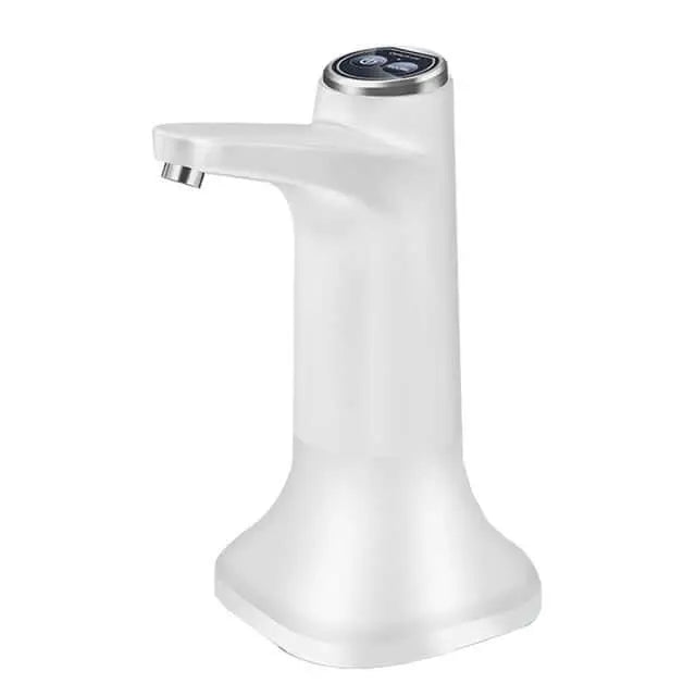 Robinet électrique de camping avec charge USB, pompe à eau portable pour van et cuisine, en couleur blanche.