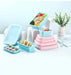 Ensemble de 5 boîtes à lunch en silicone pliables avec nourriture, idéales pour le camping ou la cuisine, présentées dans diverses tailles et couleurs.