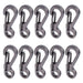 Set de 10 mini mousquetons de survie pour le camping, dotés de clips à ressort durables pour attacher des accessoires et des tentes.