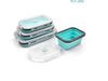 Ensemble de 5 boîtes à lunch en silicone pliables bleues, idéales pour le camping et la maison. Design gain de place, compatible avec le congélateur, le micro-ondes et le lave-vaisselle.