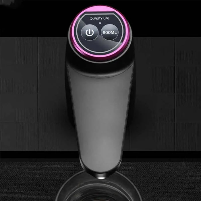 Robinet électrique de camping avec écran LED et bouton tactile, système de charge USB rapide, couleur noire et rose.