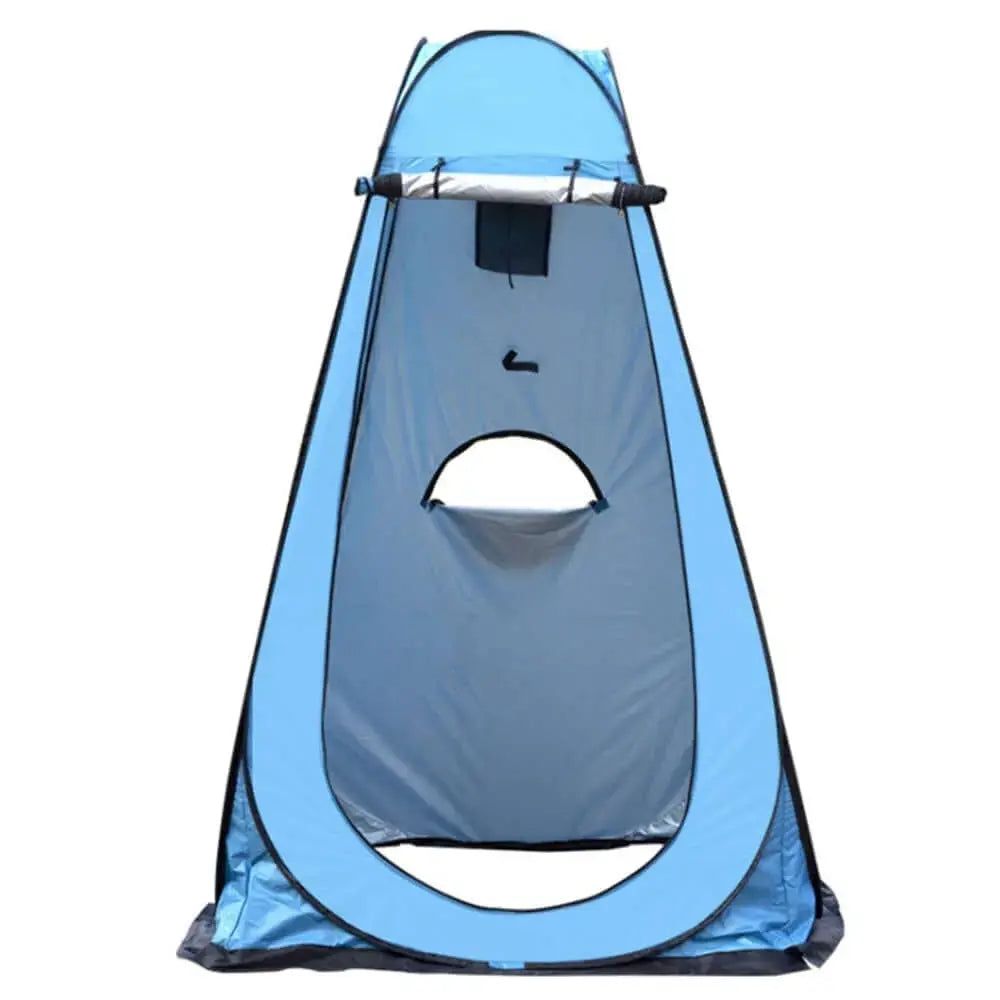 Tente de douche camping outdoor pliable bleue pour douches privées, installation facile pour le camping sauvage.