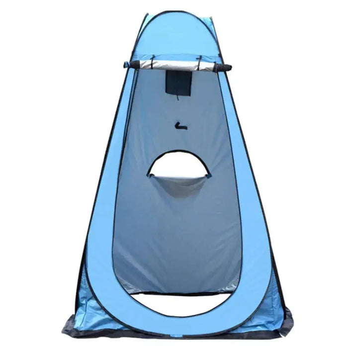 Tente de douche de camping pliable bleue pour douches privées, installation facile pour le camping sauvage.
