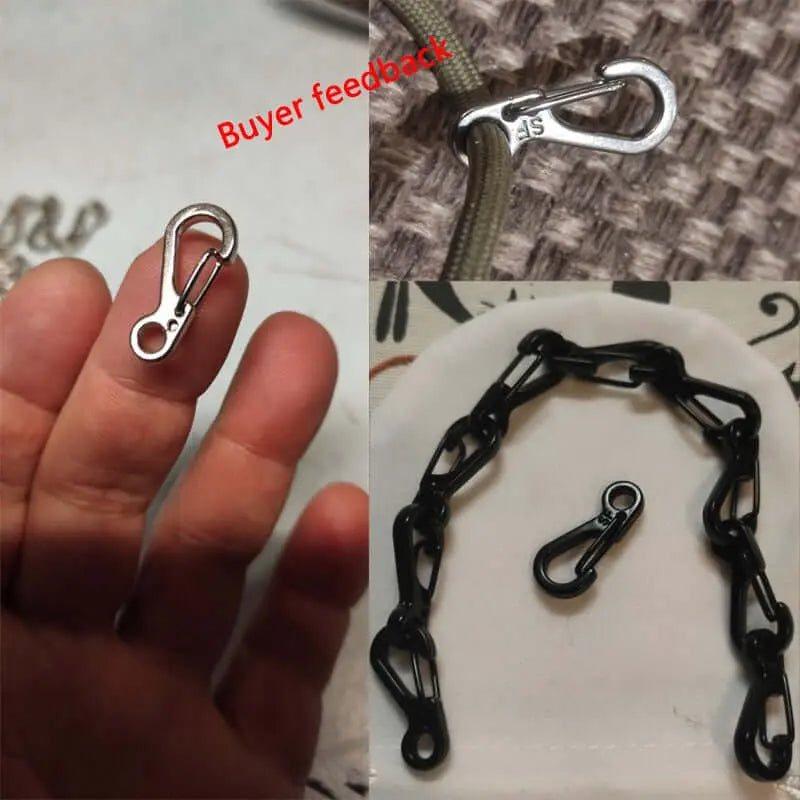 Mini mousqueton de survie, lot de 10, idéal pour camping et accessoires d'extérieur, avec retour d'utilisateur.
