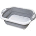 Évier pliable en silicone gris pour le camping, planche à découper portable, idéale pour la cuisine en plein air et les voyages.